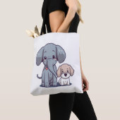 Leuke Olifant en hond Tote Bag (Dichtbij)