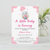 Leuke olifant en roze ballon Baby shower Kaart (Staand voorkant)