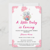 Leuke olifant en roze ballon Baby shower Kaart (Voorkant)