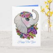 Leuke olifant en wilde bloemen in de Waterverf Kaart (Gele Bloem)