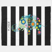 Leuke olifant en zwart & witte strepen fleece deken (Voorkant (Horizontaal))