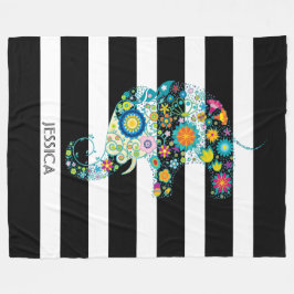 Leuke olifant en zwart & witte strepen fleece deken