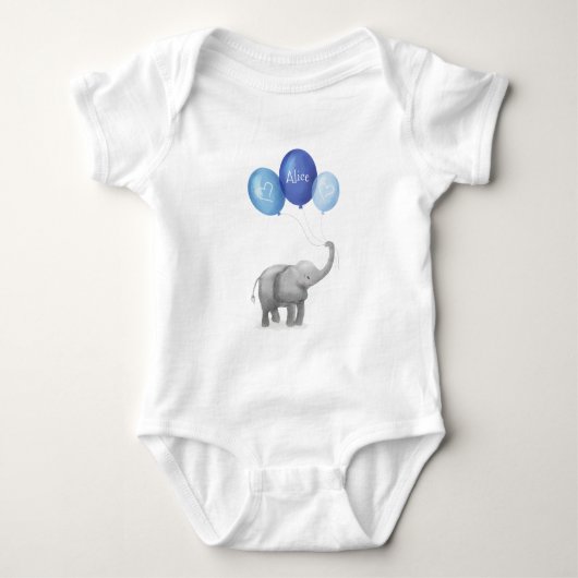 Leuke olifant gepersonaliseerde baby bodysuit (bla (Voorkant)