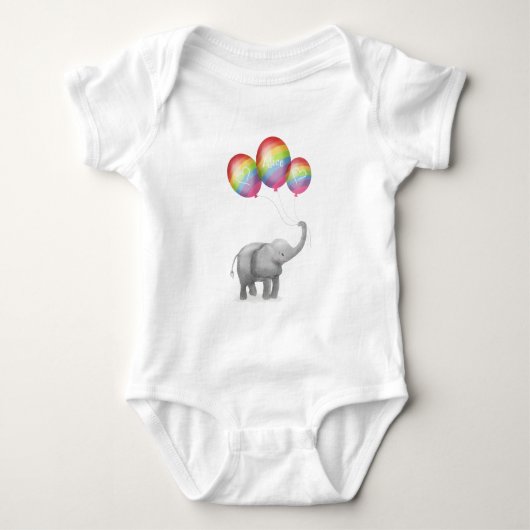 Leuke olifant gepersonaliseerde baby bodysuit (reg (Voorkant)