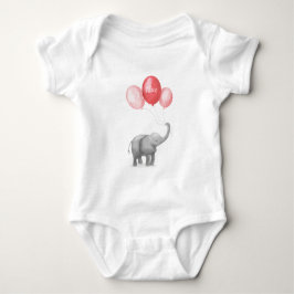 Leuke olifant gepersonaliseerde baby bodysuit (roz