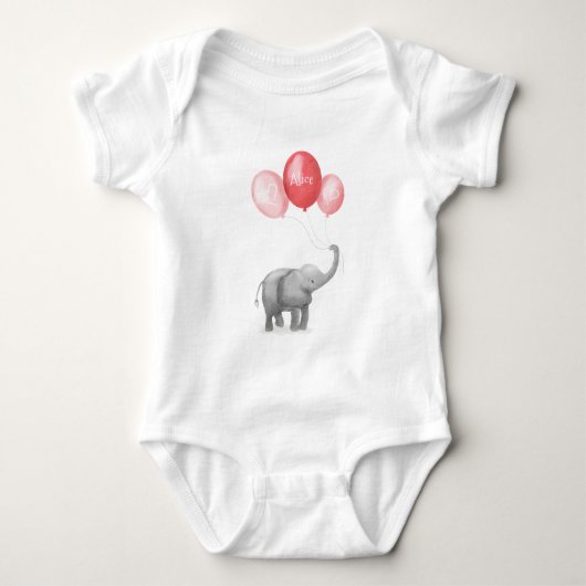 Leuke olifant gepersonaliseerde baby bodysuit (roz (Voorkant)