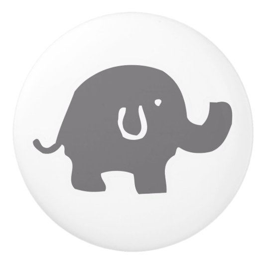 Leuke olifant grijs en witte deurknop keramische knop (Voorkant)