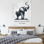 Leuke olifant grote eerste indruk citaat dierlijke canvas afdruk (Insitu (Slaapkamer))