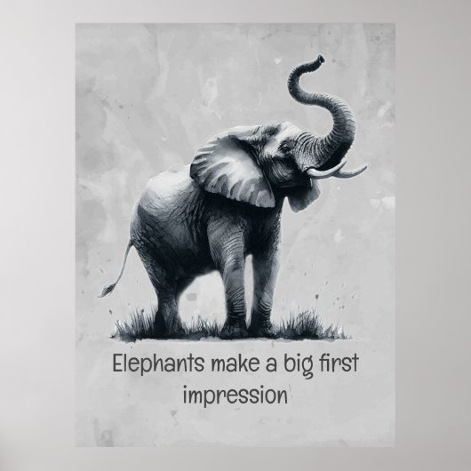 Leuke olifant grote eerste indruk citaat dierlijke poster (Voorkant)