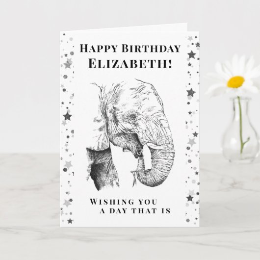 Leuke Olifant Happy Birthday Wenskaart Kaart (Kleine Plant)