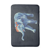 Leuke olifant in blauw met bloemenkrans Kinder Badmat (Voorkant Verticaal)