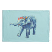 Leuke olifant in blauw met bloemenkrans Kinder Kussensloop (Achterkant)