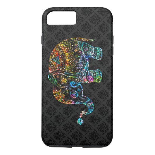 Leuke olifant in kleurrijke glitter op zwart Case-Mate iPhone case (Achterkant)