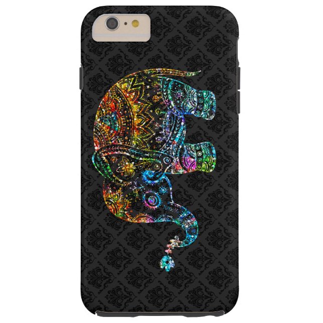 Leuke olifant in kleurrijke glitter op zwart Case-Mate iPhone case (Achterkant)