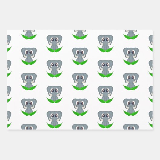 Leuke Olifant Kids Verjaardag Safari Dier Patroon Inpakpapier Vel (Voorkant 3)
