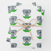 Leuke Olifant Kids Verjaardag Safari Dier Patroon Inpakpapier Vel (In situ)