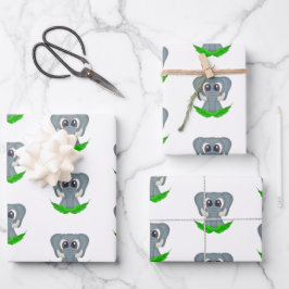 Leuke Olifant Kids Verjaardag Safari Dier Patroon Inpakpapier Vel