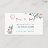 Leuke Olifant Meisje Baby shower Boeken voor Baby Informatiekaartje (Voorkant)