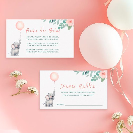 Leuke Olifant Meisje Baby shower Boeken voor Baby Informatiekaartje