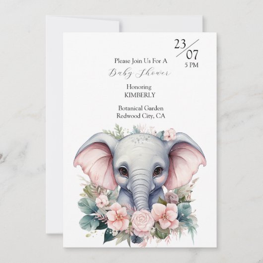 Leuke Olifant met Bloemen Kaart (Voorkant)