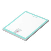 Leuke Olifant met Turquoise Lijst Eenvoudig Notitieblok (Linkerzijde)