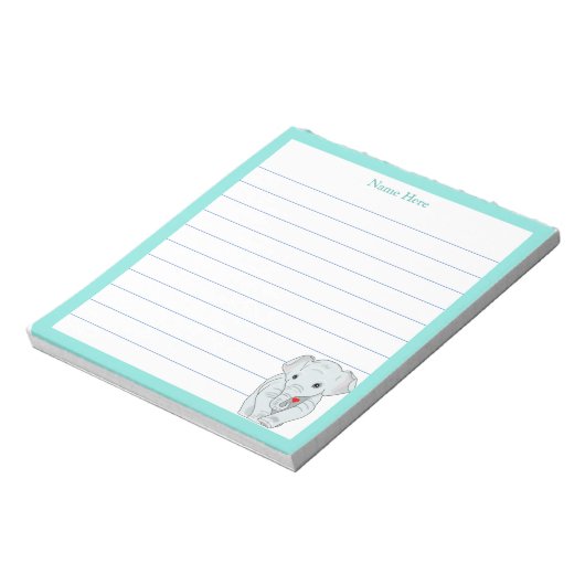 Leuke Olifant met Turquoise Lijst gevoerd Notitieblok (Linkerzijde)