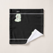 Leuke Olifant & Monogram op Zwart Bad Handdoek (Wasdoekje)