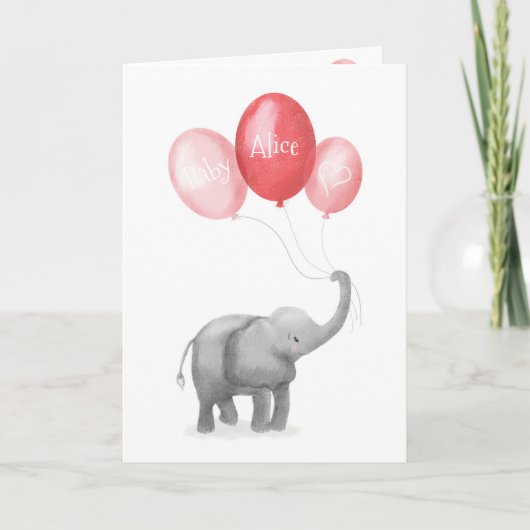 Leuke olifant nieuwe baby gepersonaliseerde kaart  (Voorkant)