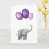 Leuke olifant nieuwe baby gepersonaliseerde kaart  (Gele Bloem)