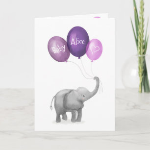 Leuke olifant nieuwe baby gepersonaliseerde kaart