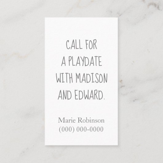 Leuke Olifant Playdate Contactkaartje (Achterkant)