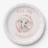 Leuke Olifant Roze Baby shower Papieren Borden Papieren Bordje (Voorkant)