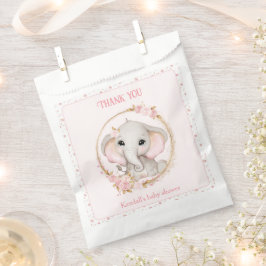 Leuke Olifant Roze Bloemen Baby shower Favor Bag Bedankzakje