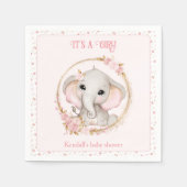 Leuke Olifant Roze Bloemen Baby shower Servetten (Voorkant)