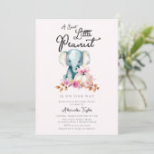 Leuke Olifant Roze Pompoen Herfst Meisje Baby show Kaart (Staand voorkant)