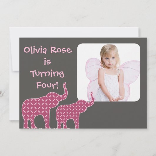 Leuke Olifant Shapes Kids Verjaardagsfeestje Uitno Kaart (Voorkant)