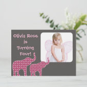 Leuke Olifant Shapes Kids Verjaardagsfeestje Uitno Kaart (Staand voorkant)