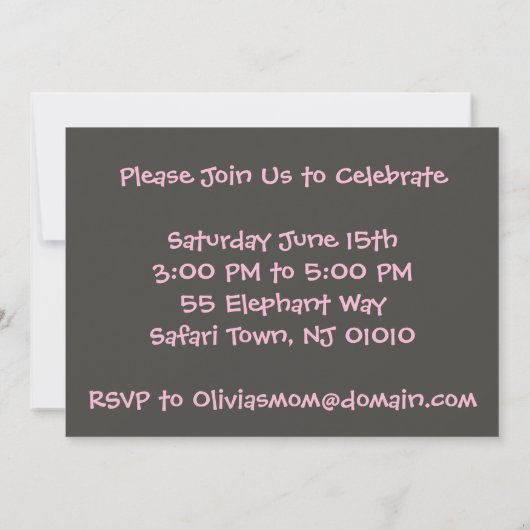 Leuke Olifant Shapes Kids Verjaardagsfeestje Uitno Kaart (Achterkant)