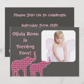 Leuke Olifant Shapes Kids Verjaardagsfeestje Uitno Kaart (Voorkant / Achterkant)