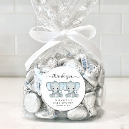 Leuke Olifant Twin Baby Jongens Douche Dank je Ronde Sticker