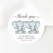 Leuke Olifant Twin Baby Jongens Douche Dank je Ronde Sticker
