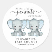 Leuke Olifant Twin Baby Jongens Douche Ronde Sticker (Voorkant)