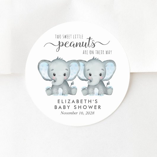 Leuke Olifant Twin Baby Jongens Douche Ronde Sticker