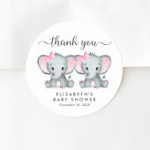 Leuke Olifant Twin Baby Meisjes Douche Dank u Ronde Sticker