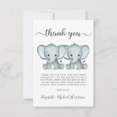 Leuke Olifant Twin Boys Baby shower Bedankkaart (Voorkant)