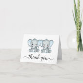 Leuke Olifant Twin Boys Baby shower Bedankkaart (Voorkant)
