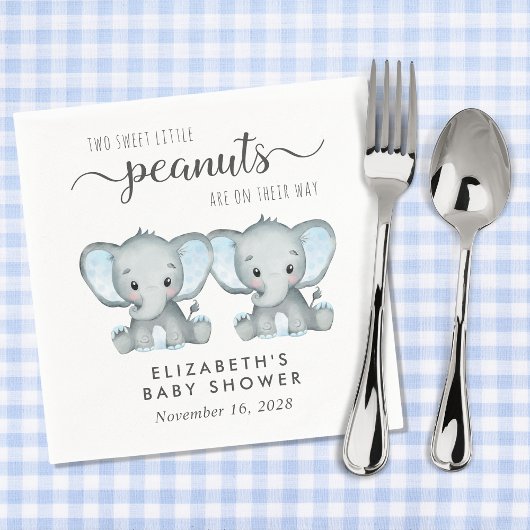 Leuke Olifant Twin Boys Baby shower Servet