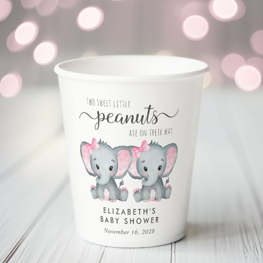 Leuke Olifant Twin Meisjes Baby shower Papieren Bekers