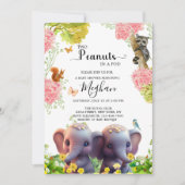 Leuke Olifant Twins Baby shower 2 Peanuts in a Pod Kaart (Voorkant)