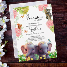 Leuke Olifant Twins Baby shower 2 Peanuts in a Pod Kaart